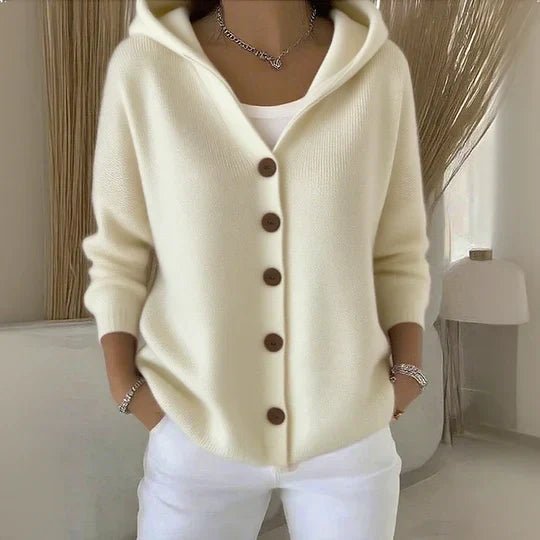 Bernadette | Hooded Relaxed-Fit Button-Front Knit Cardigan