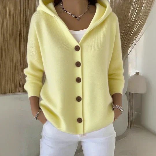 Bernadette | Hooded Relaxed-Fit Button-Front Knit Cardigan