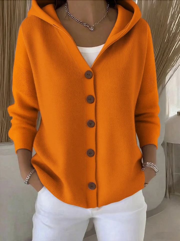 Bernadette | Hooded Relaxed-Fit Button-Front Knit Cardigan