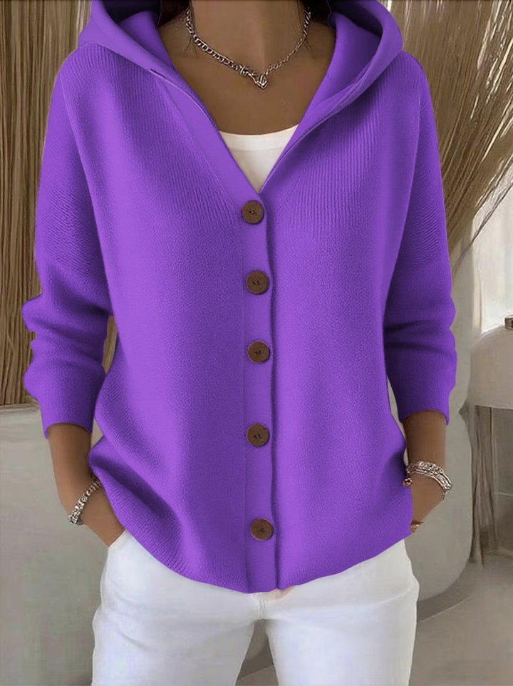 Bernadette | Hooded Relaxed-Fit Button-Front Knit Cardigan