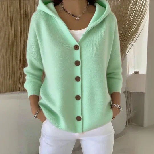 Bernadette | Hooded Relaxed-Fit Button-Front Knit Cardigan